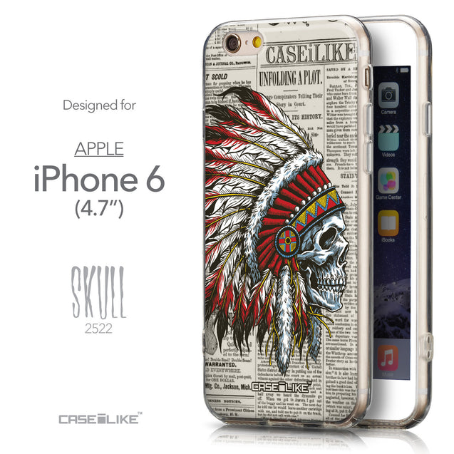 Front & Side View - CASEiLIKE Apple iPhone 6 back cover Art of Skull 2522