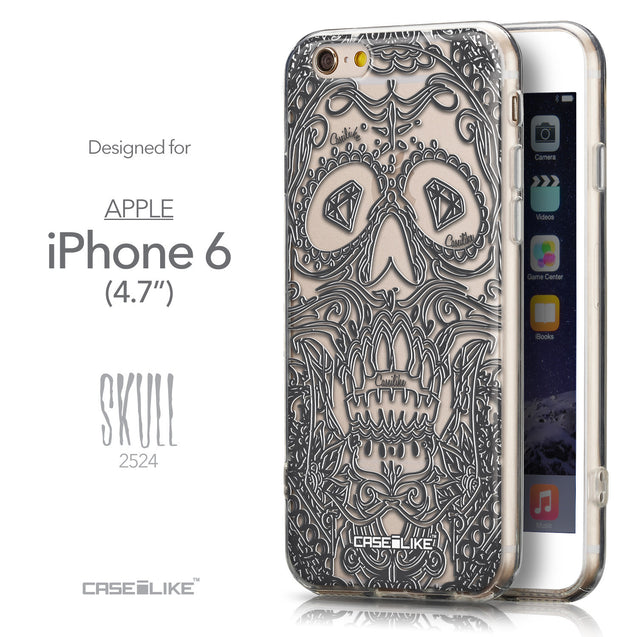 Front & Side View - CASEiLIKE Apple iPhone 6 back cover Art of Skull 2524