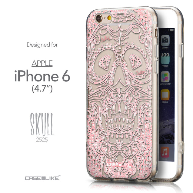 Front & Side View - CASEiLIKE Apple iPhone 6 back cover Art of Skull 2525