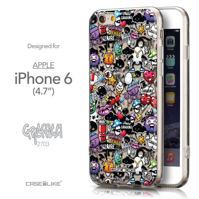 Front & Side View - CASEiLIKE Apple iPhone 6 back cover Graffiti 2703
