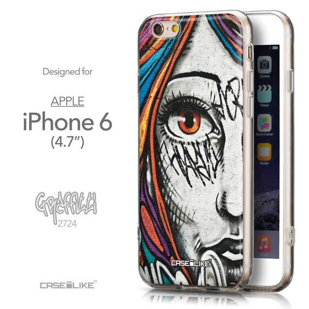 Front & Side View - CASEiLIKE Apple iPhone 6 back cover Graffiti Girl 2724