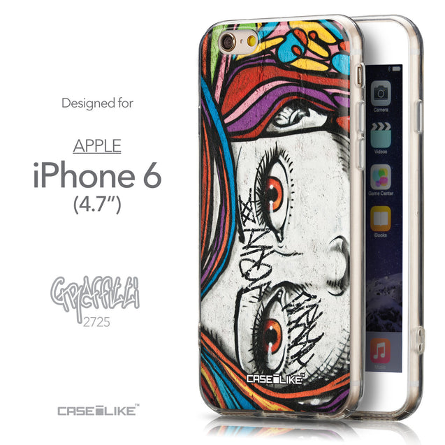 Front & Side View - CASEiLIKE Apple iPhone 6 back cover Graffiti Girl 2725