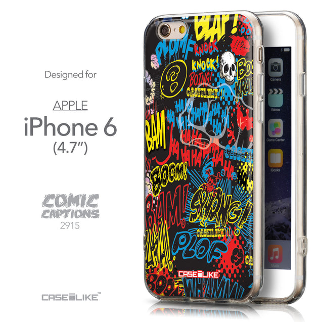 Front & Side View - CASEiLIKE Apple iPhone 6 back cover Comic Captions Black 2915