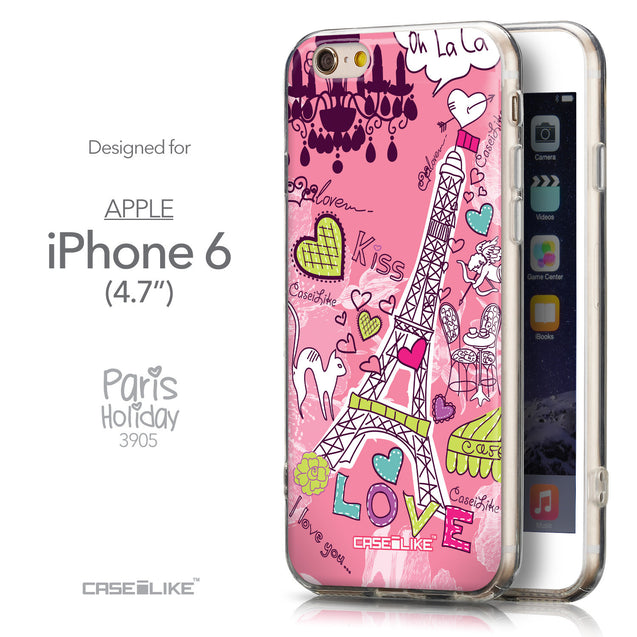 Front & Side View - CASEiLIKE Apple iPhone 6 back cover Paris Holiday 3905