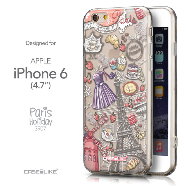 Front & Side View - CASEiLIKE Apple iPhone 6 back cover Paris Holiday 3907