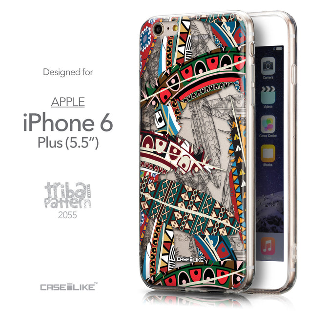 Front & Side View - CASEiLIKE Apple iPhone 6 Plus back cover Indian 2055 Tribal Theme Pattern
