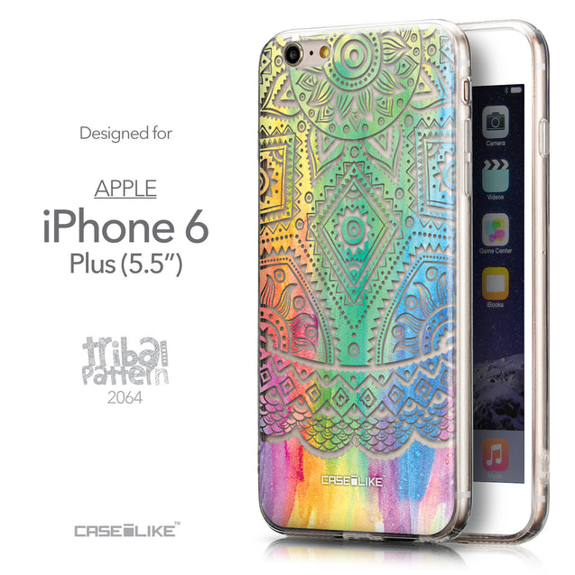 Front & Side View - CASEiLIKE Apple iPhone 6 Plus back cover Indian Line Art 2064