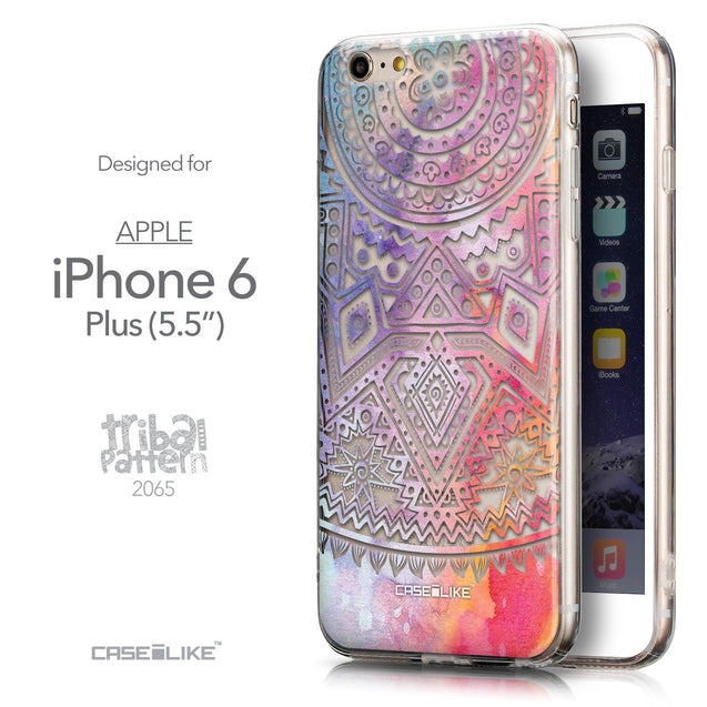 Front & Side View - CASEiLIKE Apple iPhone 6 Plus back cover Indian Line Art 2065
