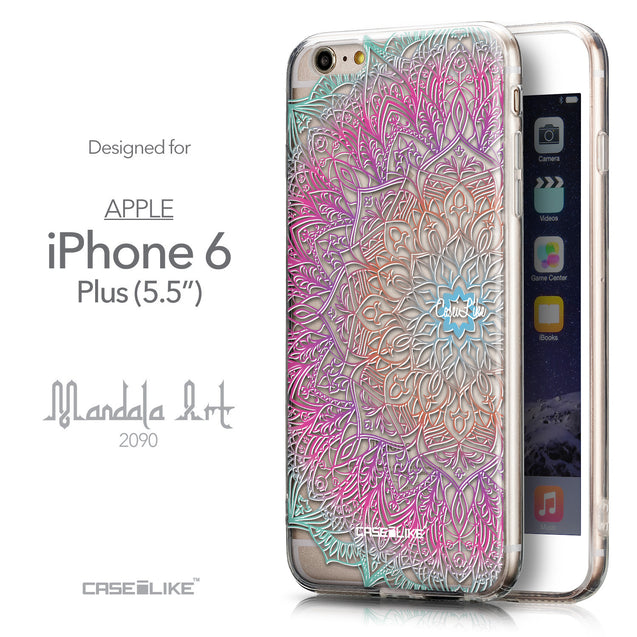 Front & Side View - CASEiLIKE Apple iPhone 6 Plus back cover Mandala Art 2090