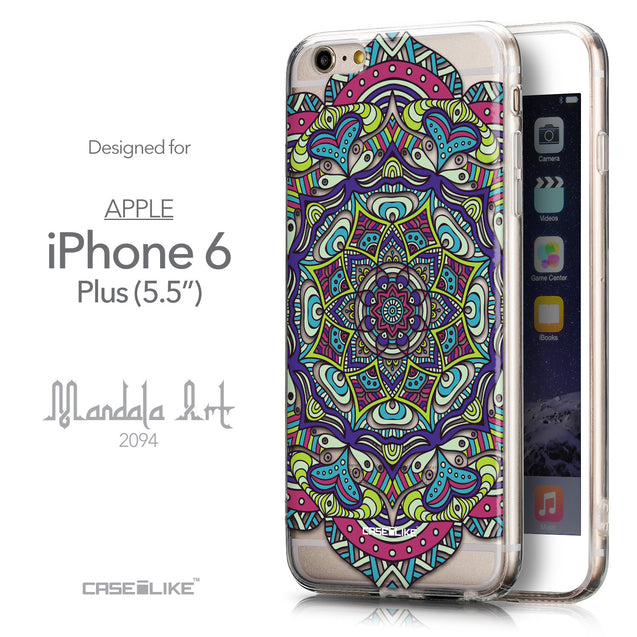 Front & Side View - CASEiLIKE Apple iPhone 6 Plus back cover Mandala Art 2094