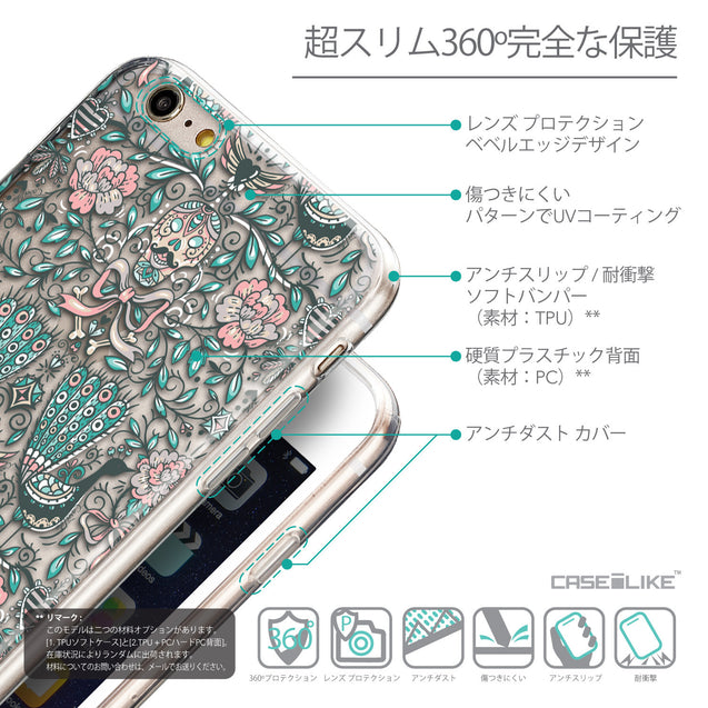 Details in Japanese - CASEiLIKE Apple iPhone 6 Plus back cover Roses Ornamental Skulls Peacocks 2226