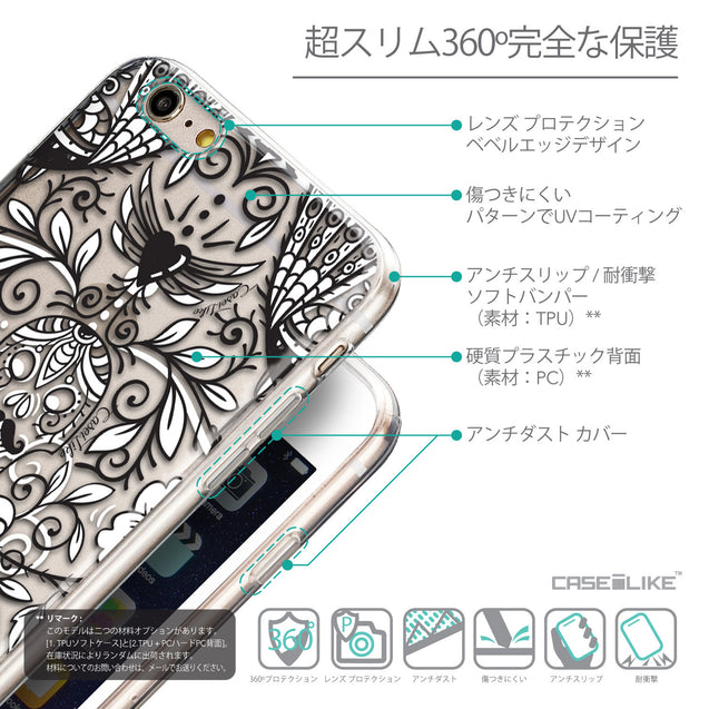 Details in Japanese - CASEiLIKE Apple iPhone 6 Plus back cover Roses Ornamental Skulls Peacocks 2227
