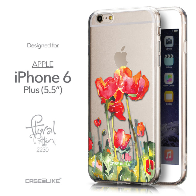Front & Side View - CASEiLIKE Apple iPhone 6 Plus back cover Watercolor Floral 2230
