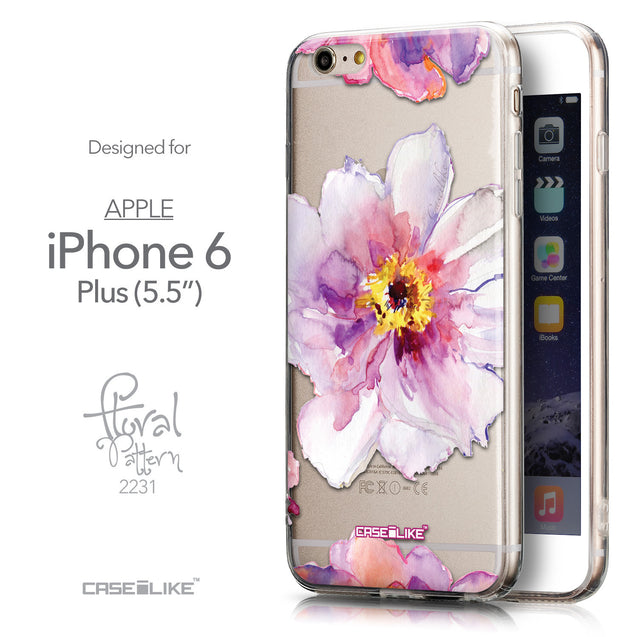 Front & Side View - CASEiLIKE Apple iPhone 6 Plus back cover Watercolor Floral 2231