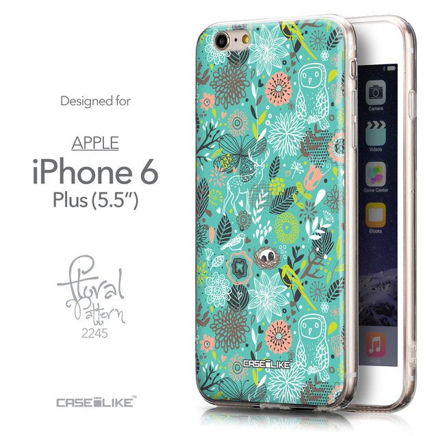 Front & Side View - CASEiLIKE Apple iPhone 6 Plus back cover Spring Forest Turquoise 2245
