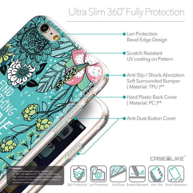 Details in English - CASEiLIKE Apple iPhone 6 Plus back cover Blooming Flowers Turquoise 2249