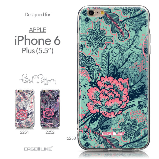 Collection - CASEiLIKE Apple iPhone 6 Plus back cover Vintage Roses and Feathers Turquoise 2253
