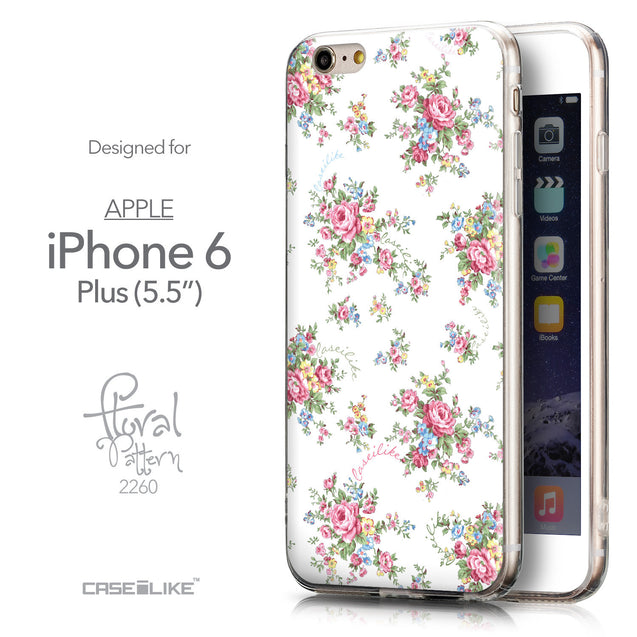 Front & Side View - CASEiLIKE Apple iPhone 6 Plus back cover Floral Rose Classic 2260