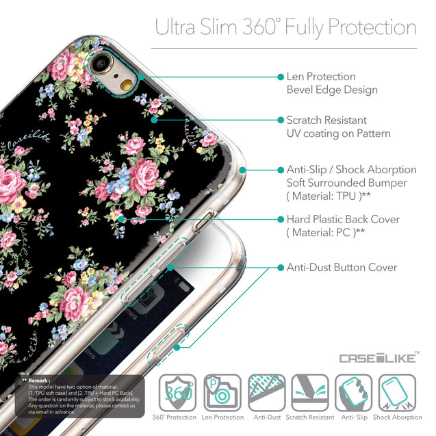 Details in English - CASEiLIKE Apple iPhone 6 Plus back cover Floral Rose Classic 2261