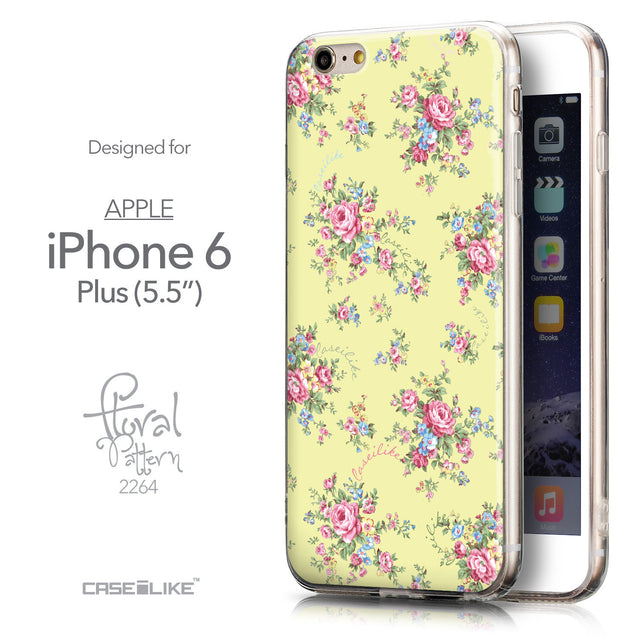 Front & Side View - CASEiLIKE Apple iPhone 6 Plus back cover Floral Rose Classic 2264