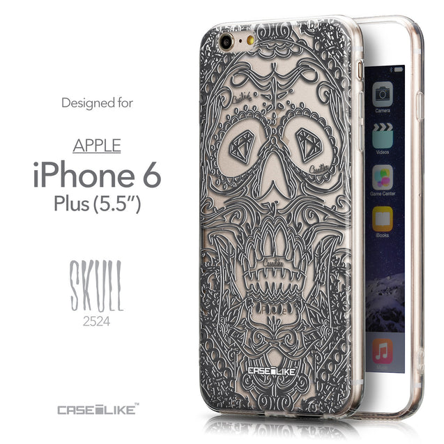Front & Side View - CASEiLIKE Apple iPhone 6 Plus back cover Art of Skull 2524