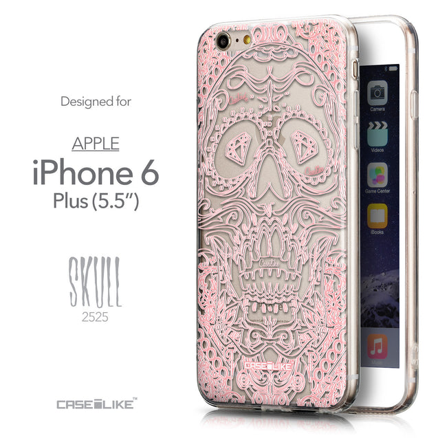 Front & Side View - CASEiLIKE Apple iPhone 6 Plus back cover Art of Skull 2525