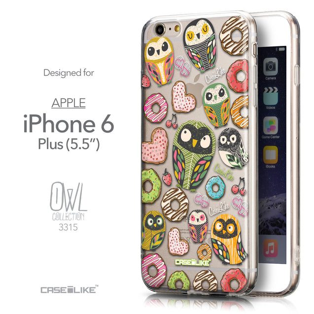 Front & Side View - CASEiLIKE Apple iPhone 6 Plus back cover Owl Graphic Design 3315