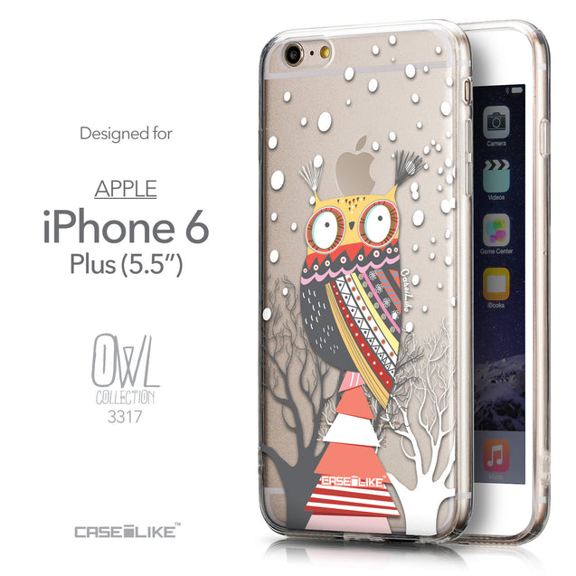 Front & Side View - CASEiLIKE Apple iPhone 6 Plus back cover Owl Graphic Design 3317