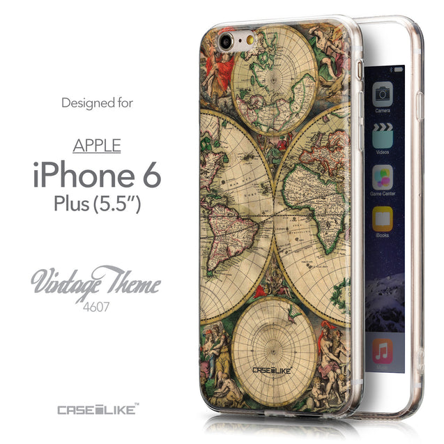 Front & Side View - CASEiLIKE Apple iPhone 6 Plus back cover World Map Vintage 4607
