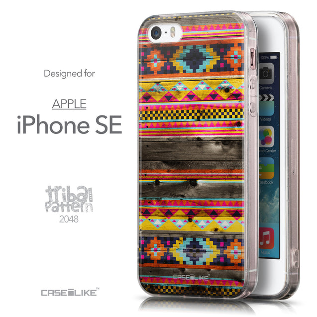 Front & Side View - CASEiLIKE Apple iPhone SE back cover Indian Tribal Theme Pattern 2048