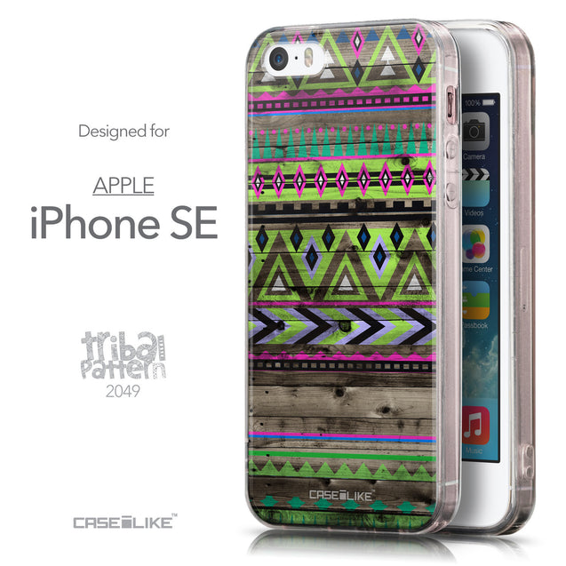 Front & Side View - CASEiLIKE Apple iPhone SE back cover Indian Tribal Theme Pattern 2049