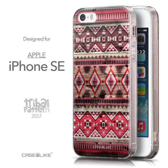 Front & Side View - CASEiLIKE Apple iPhone SE back cover Indian Tribal Theme Pattern 2057