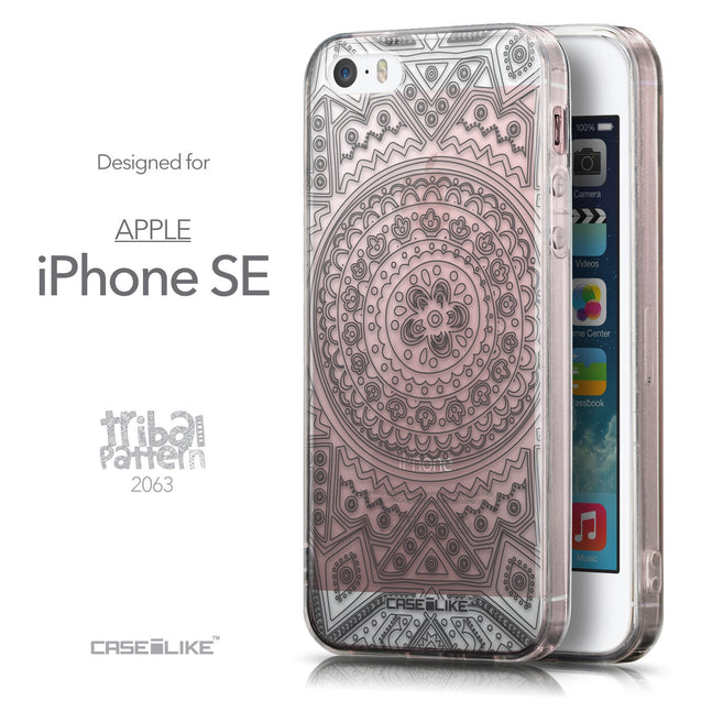 Front & Side View - CASEiLIKE Apple iPhone SE back cover Indian Line Art 2063