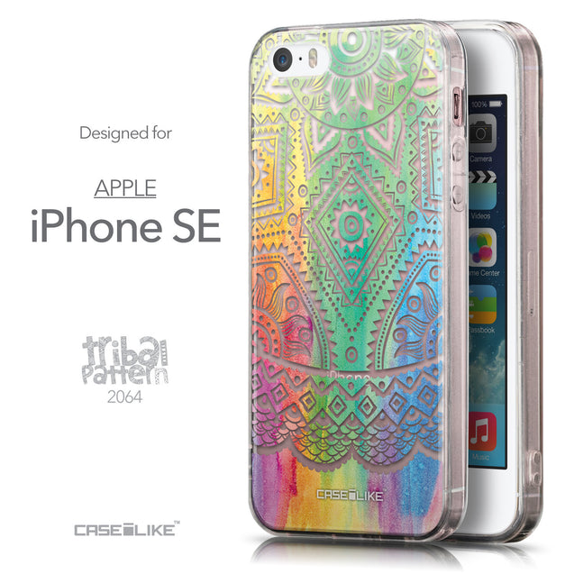 Front & Side View - CASEiLIKE Apple iPhone SE back cover Indian Line Art 2064