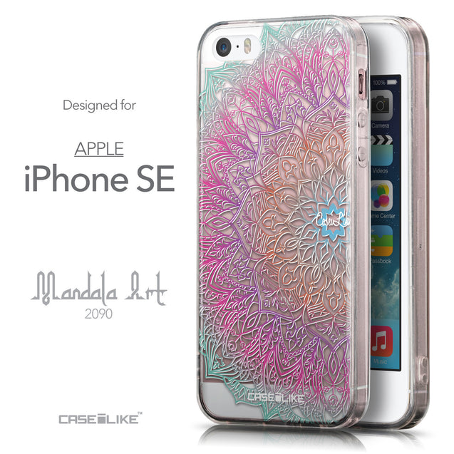 Front & Side View - CASEiLIKE Apple iPhone SE back cover Mandala Art 2090