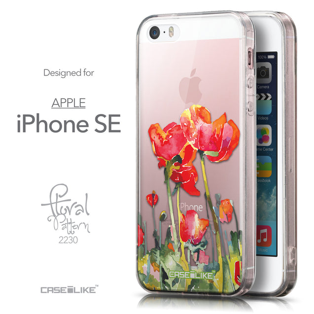 Front & Side View - CASEiLIKE Apple iPhone SE back cover Watercolor Floral 2230