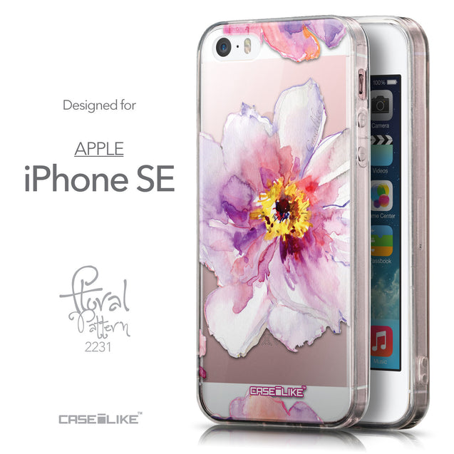 Front & Side View - CASEiLIKE Apple iPhone SE back cover Watercolor Floral 2231