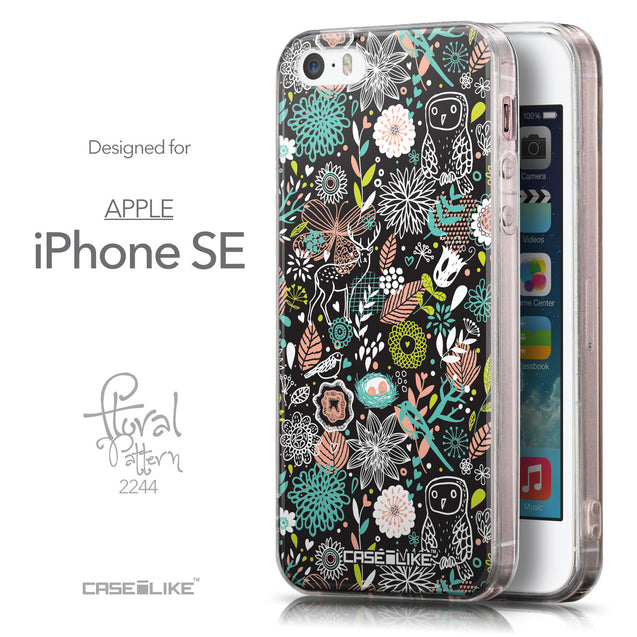 Front & Side View - CASEiLIKE Apple iPhone SE back cover Spring Forest Black 2244
