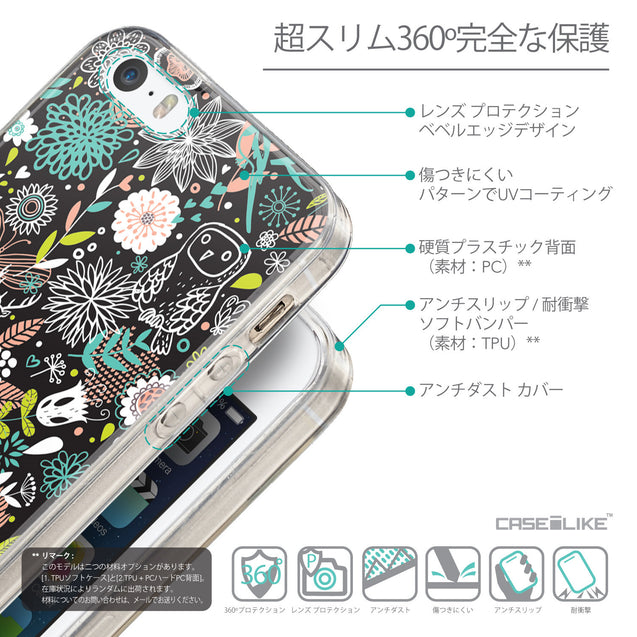 Details in Japanese - CASEiLIKE Apple iPhone SE back cover Spring Forest Black 2244