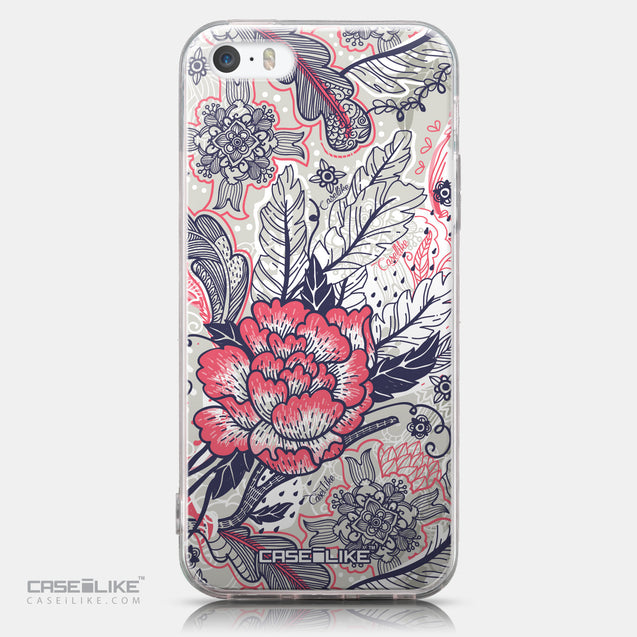 CASEiLIKE Apple iPhone SE back cover Vintage Roses and Feathers Beige 2251