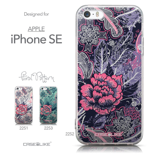 Collection - CASEiLIKE Apple iPhone SE back cover Vintage Roses and Feathers Blue 2252