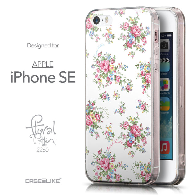 Front & Side View - CASEiLIKE Apple iPhone SE back cover Floral Rose Classic 2260