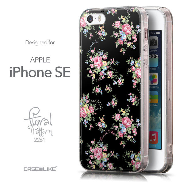 Front & Side View - CASEiLIKE Apple iPhone SE back cover Floral Rose Classic 2261