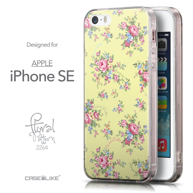 Front & Side View - CASEiLIKE Apple iPhone SE back cover Floral Rose Classic 2264