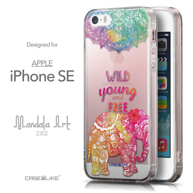 Front & Side View - CASEiLIKE Apple iPhone SE back cover Mandala Art 2302