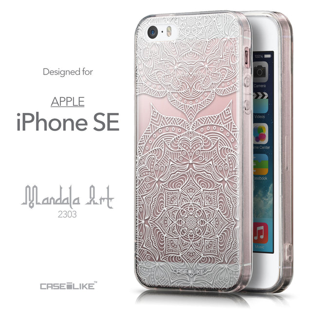 Front & Side View - CASEiLIKE Apple iPhone SE back cover Mandala Art 2303