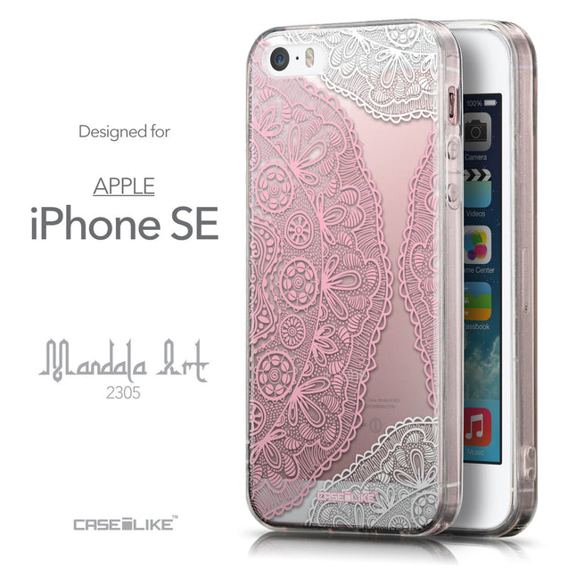 Front & Side View - CASEiLIKE Apple iPhone SE back cover Mandala Art 2305