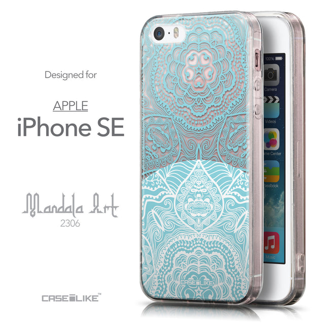 Front & Side View - CASEiLIKE Apple iPhone SE back cover Mandala Art 2306