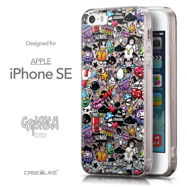 Front & Side View - CASEiLIKE Apple iPhone SE back cover Graffiti 2703