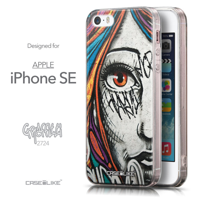 Front & Side View - CASEiLIKE Apple iPhone SE back cover Graffiti Girl 2724